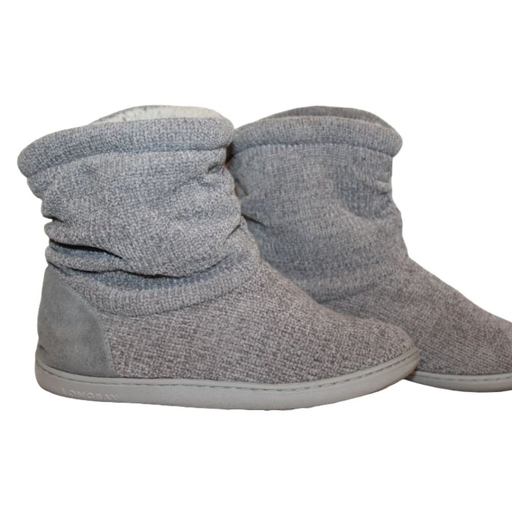 LONGBAY Womens Faux Fur Lined Memory Foam BOOTIES / SLIPPERS Slip-On ~Sz M 7-8